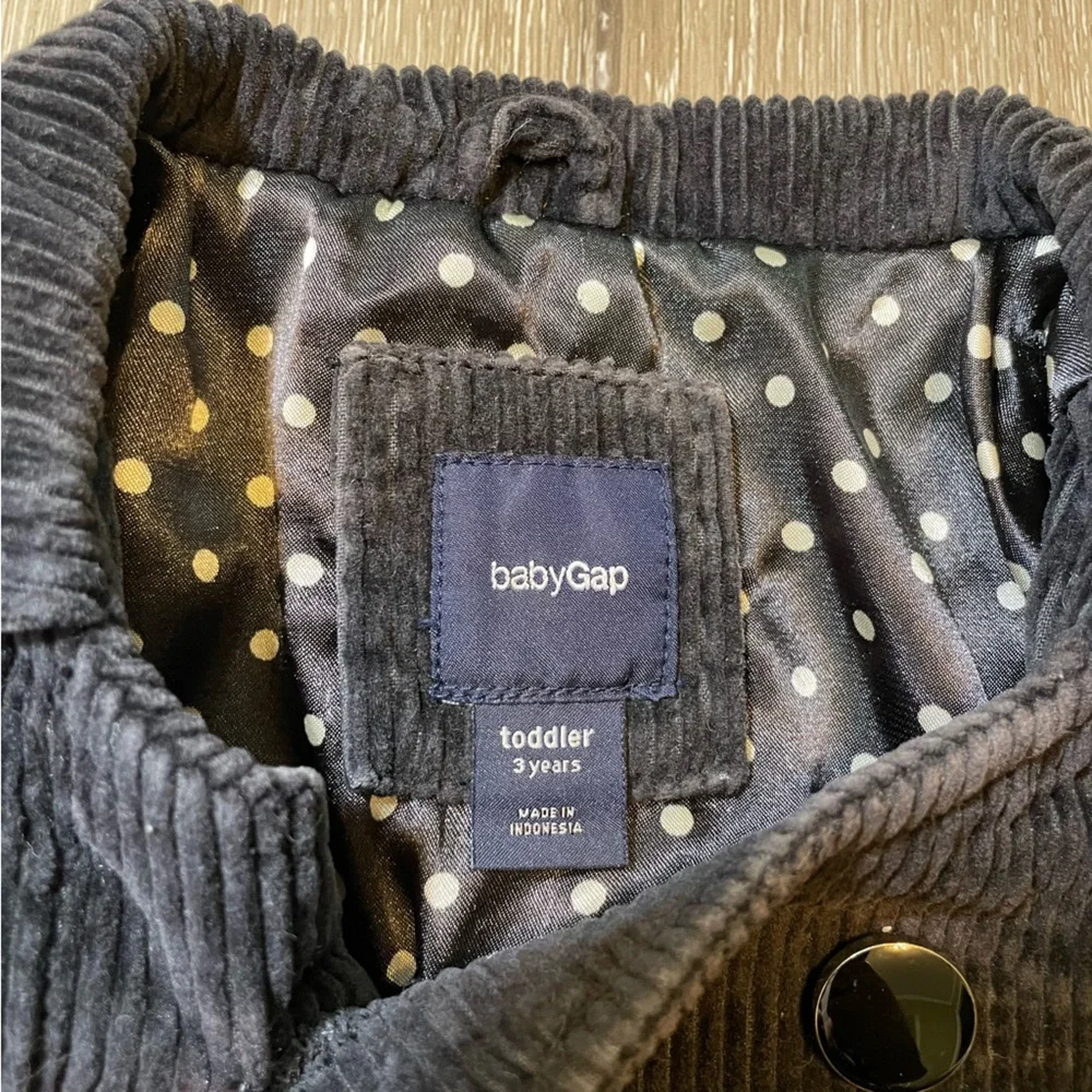 Toddler Gap Black Corduroy‎ Pea Coat Jacket 3T